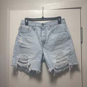 Levi's 501 Button Fly Distressed Light Wash Denim Shorts